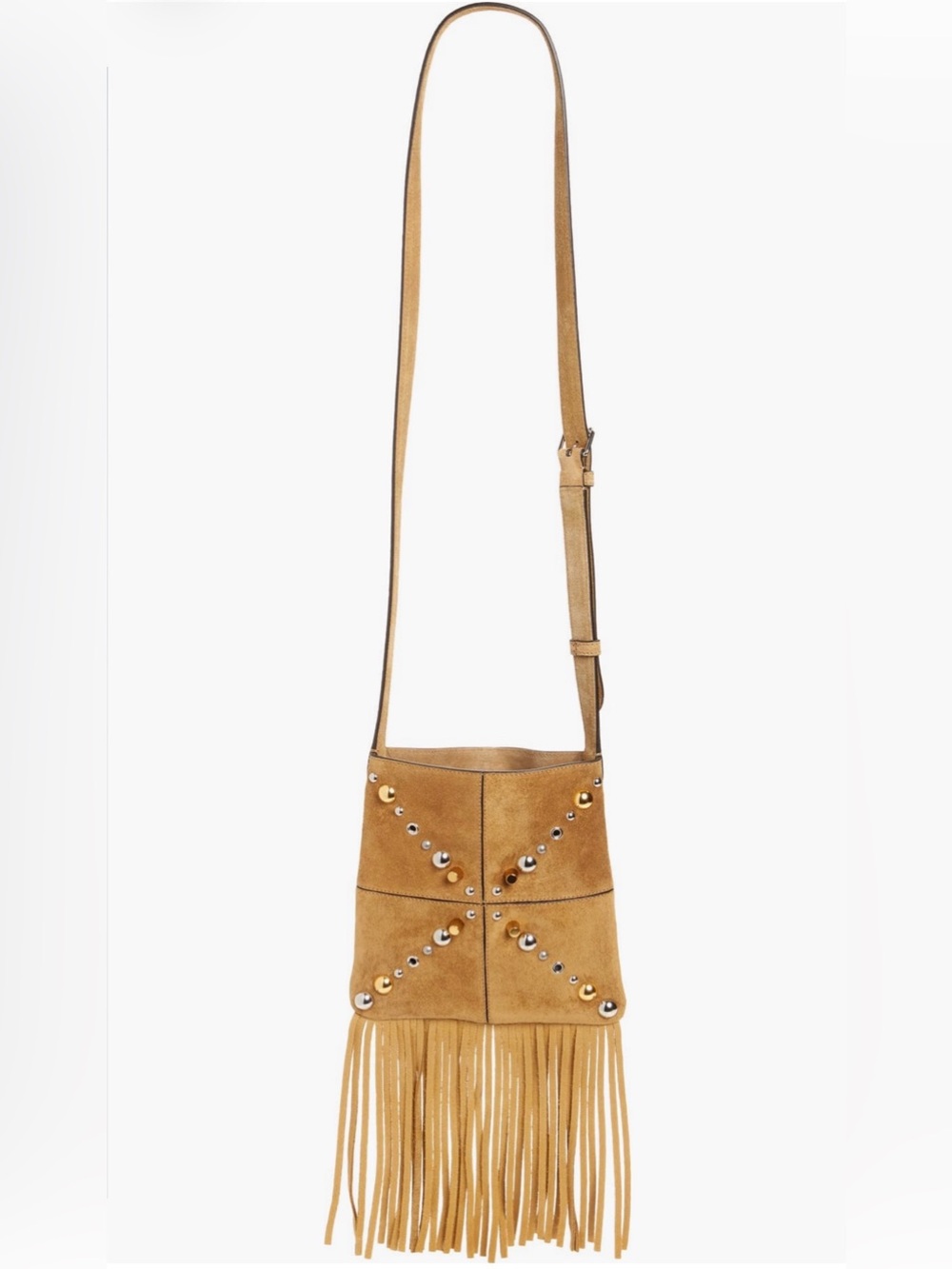 NWT Authentic Valentino Garavani Small Nellcôte Fringe Stud Suede Crossbody Bag - Picture 4 of 14